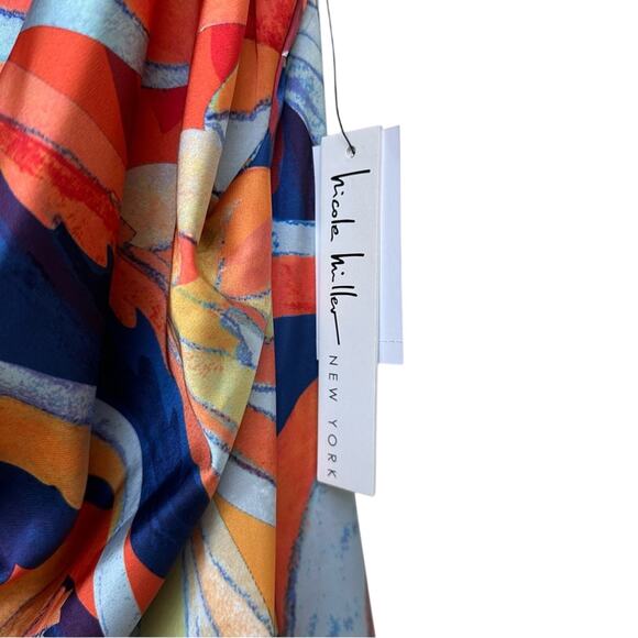 NWT Anthropologie x Nicole Miller Abstract Print Veronica Rouched Column Dress 8 - Picture 4 of 10
